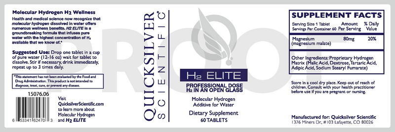 H2 Elite Molecular Hydrogen 60 tabs
