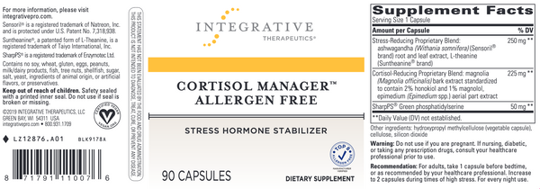 Cortisol Manager - Allergen Free - 90 vcaps