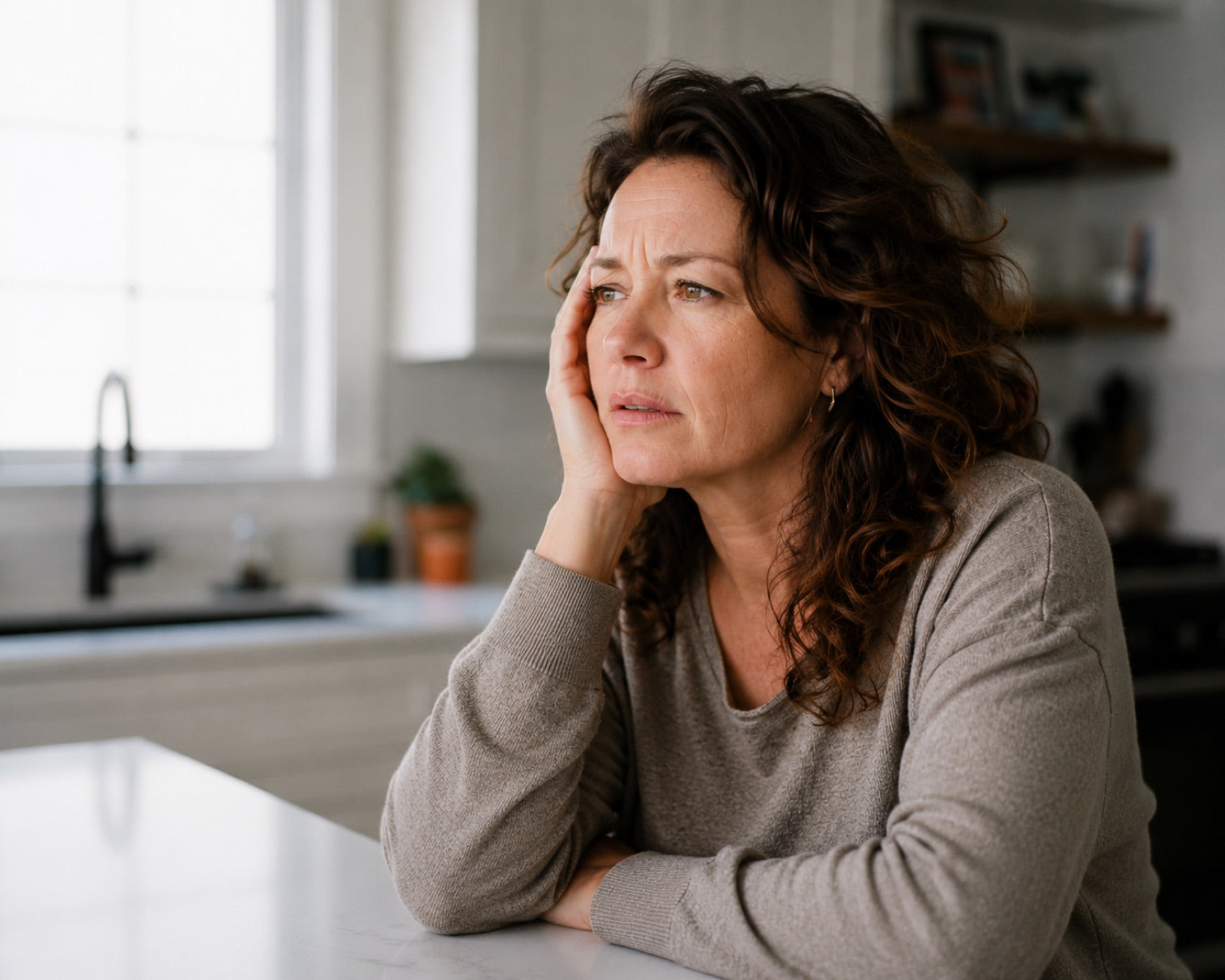 Woman at her kitchen counter